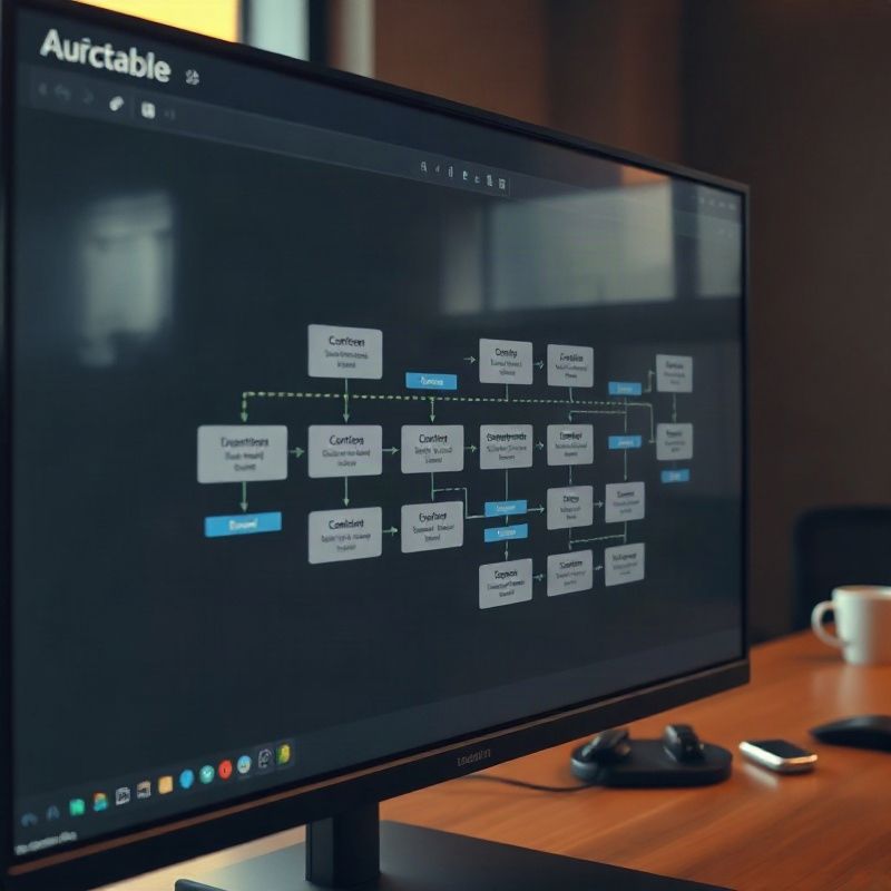 Content pipeline workflow diagram on a monitor